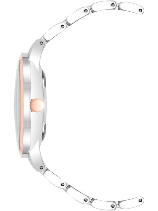 Women\'s Silver Gold Analog Quartz Crystal Accented Bracelet Round Classic Watch main image 4